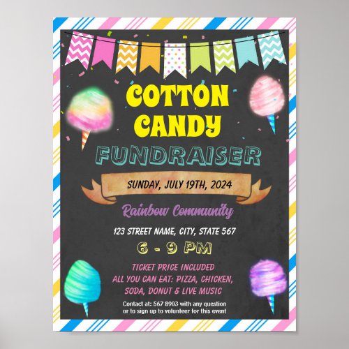 Cotton Candy Fundraiser school event template Poster