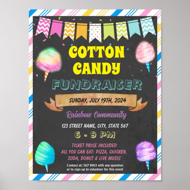 Cotton Candy Fundraiser school event template Poster (Front)