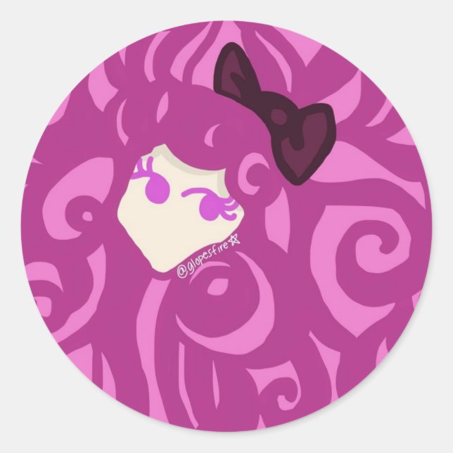Cotton Candy Girl Classic Round Sticker (Front)
