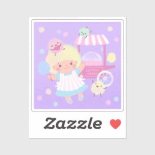 Cotton Candy Girl with Sweet Fluffy Monsters Sticker