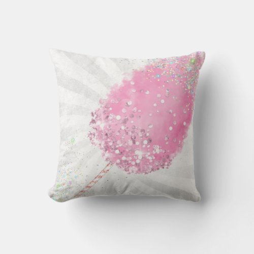 Cotton candy glitter cute pink girly throw pillow