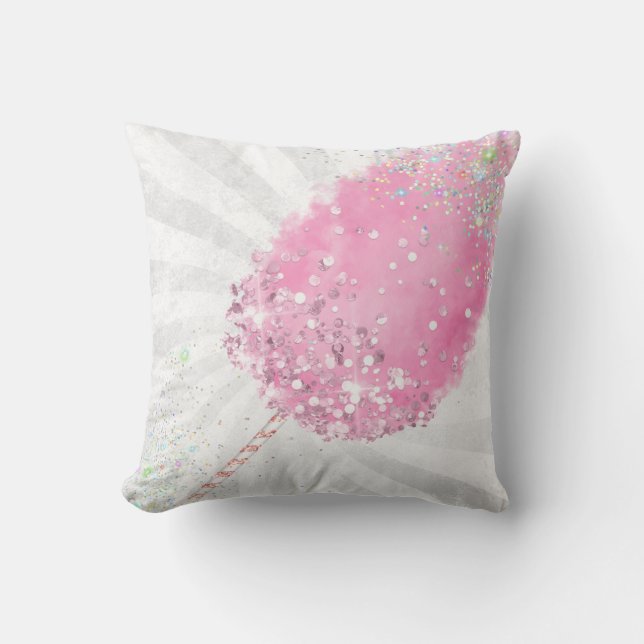 Cotton candy glitter cute pink girly throw pillow (Front)