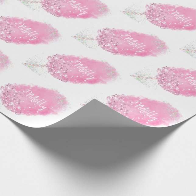 Cotton candy glitter cute pink girly wrapping paper (Corner)
