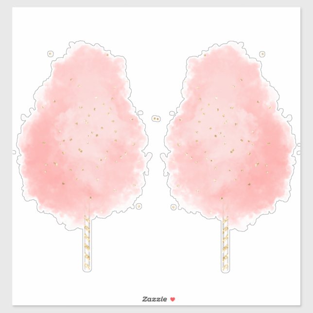 Cotton candy glitter pink peach gold cute girly sticker (Sheet)