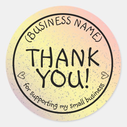 Cotton Candy Glitter Thank You Small Business Classic Round Sticker