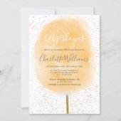 Cotton candy glitter yellow watercolor baby shower invitation (Front)