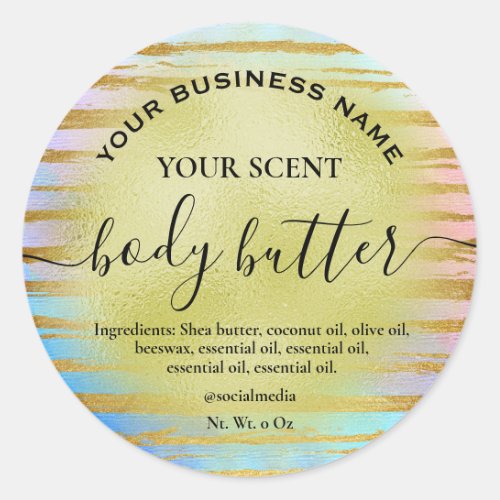 Cotton Candy Gold Striped Body Butter Labels