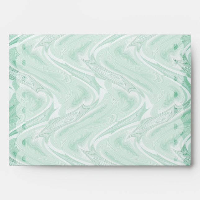 Cotton Candy Green Abstract Scalloped Edges Envelope (Front)