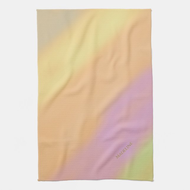 Cotton Candy Hues Pastel Stripes Name  Kitchen Towel (Vertical)