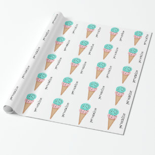 Cotton candy ice cream cones wrapping paper