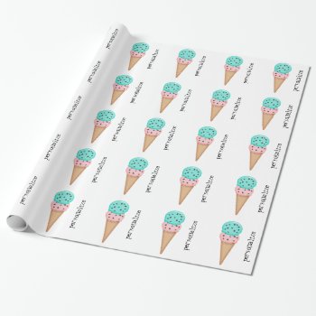 Cotton Candy  Ice Cream Cones Wrapping Paper by LPFedorchak at Zazzle