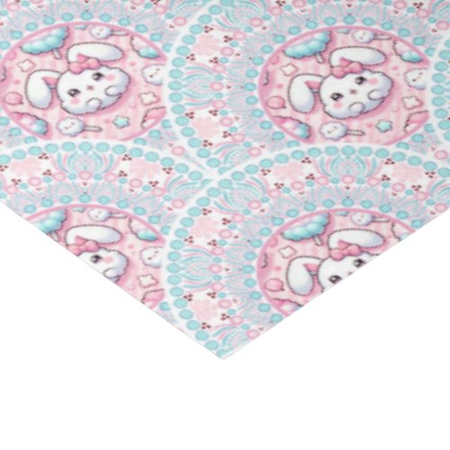 Cotton Candy Kawaii Bunny Mandala Art Deco Scallop Tissue Paper