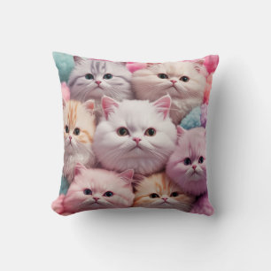 Cotton Candy Kittens Throw Pillow