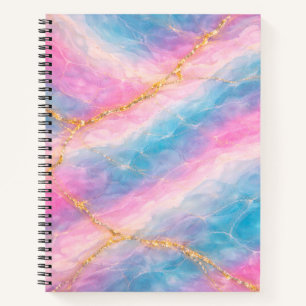 Cotton Candy Marble Texture with Gold Veining Notebook