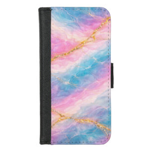 Cotton Candy Marble with Gold Veining iPhone 8/7 Wallet Case