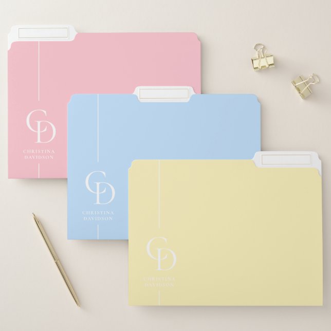 Cotton Candy Monogram School File Folders (Set)