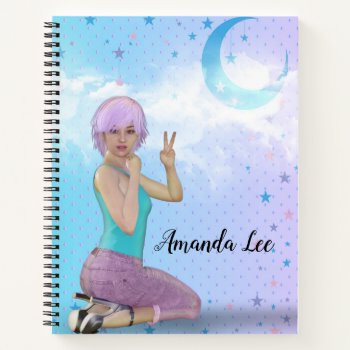 Cotton Candy Moon Kawaii Pastel Notebook by gothicbusiness at Zazzle