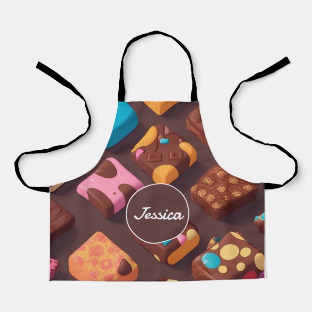 Cotton candy Mosaic Colorful Personalized Pattern Apron (Front)