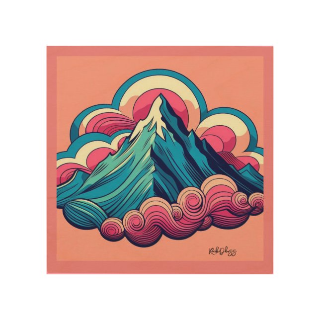 Cotton Candy Mountain Wood Wall Art (Front)