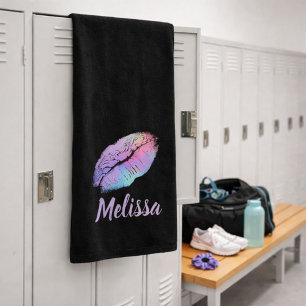 Cotton Candy Neon Lilac Kisses Girly Chic Bath Towel Set