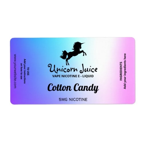 Cotton Candy Nicotine Vape E Juice Labels