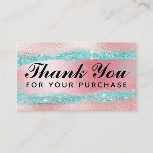 Cotton Candy Pastel Pink Blue Glitter Thank You Business Card