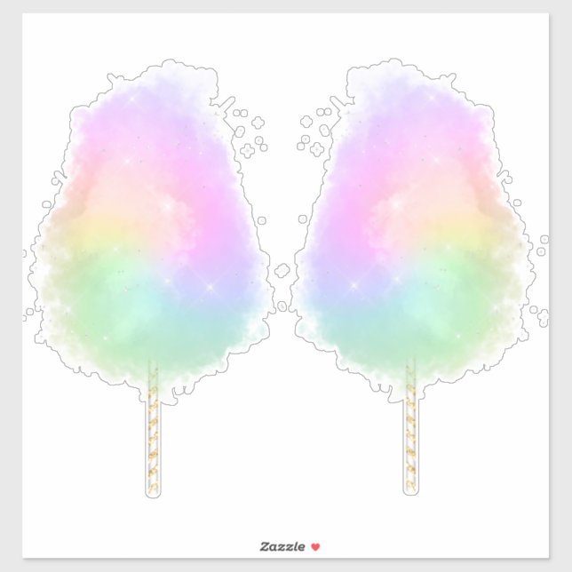 Cotton candy  pastel rainbow glitter cute  sticker (Sheet)