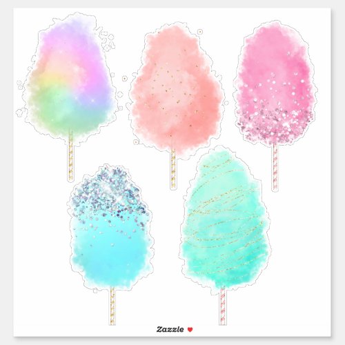 Cotton candy pastel watercolor and glitter cute sticker