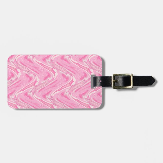Cotton Candy Pink Abstract Luggage Tag (Front Horizontal)