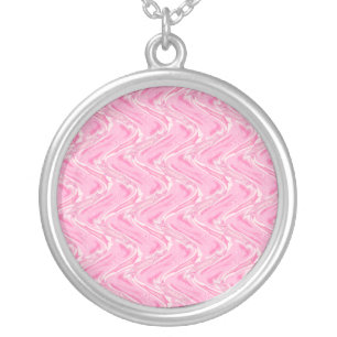 Cotton Candy Pink Abstract Silver Plated Necklace