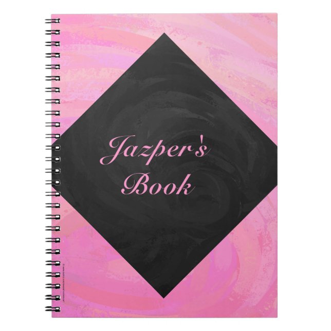 Cotton Candy Pink and Black Monogram Notebook (Front)