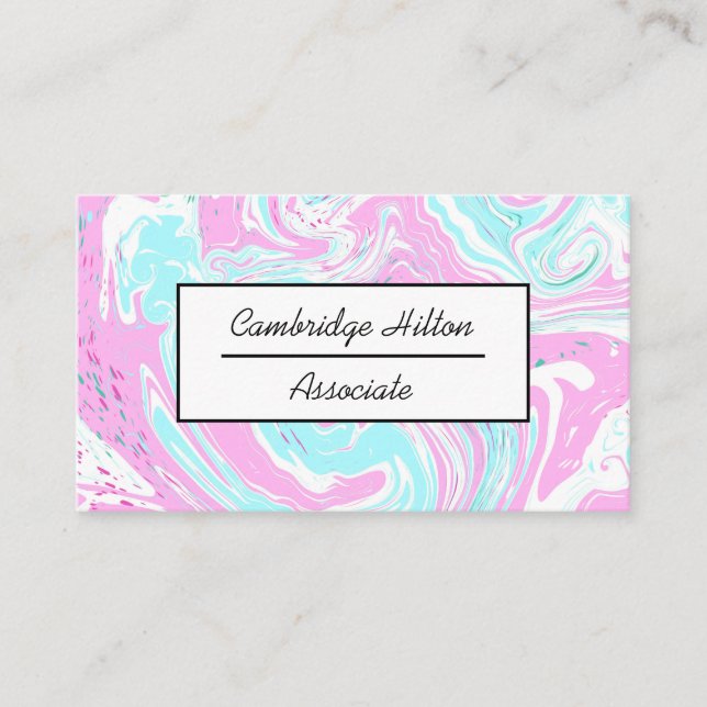 Cotton Candy Pink and Blue Marble Swirls Business Card (Front)
