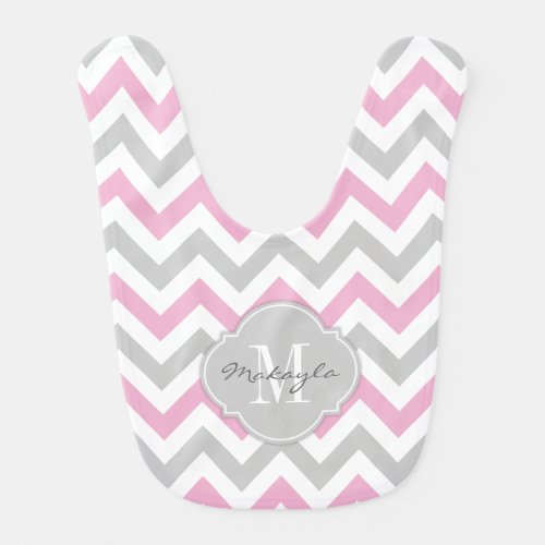 Cotton Candy Pink and Gray Baby Baby Bib