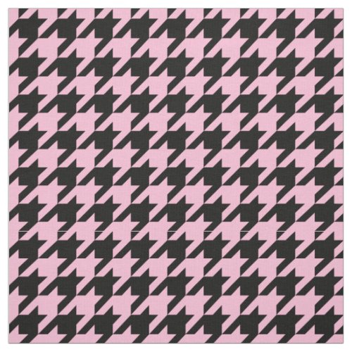 Cotton Candy Pink Black Houndstooth Pattern 2M Fabric