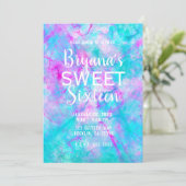 Cotton Candy Pink & Blue Watercolor Sweet 16 Party Invitation (Standing Front)