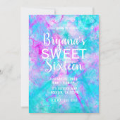 Cotton Candy Pink & Blue Watercolor Sweet 16 Party Invitation (Front)