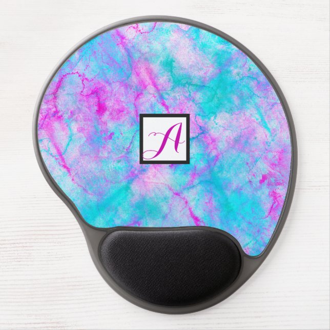 Cotton Candy Pink & Blue Watercolor Wash Stain Gel Mouse Pad (Front)