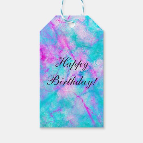 Cotton Candy Pink  Blue Watercolor Wash Stain Gift Tags
