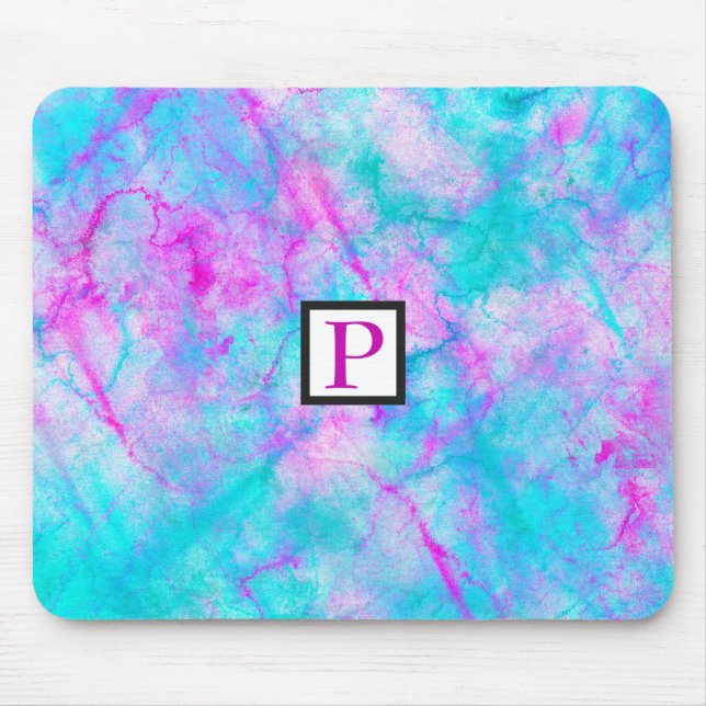 Cotton Candy Pink & Blue Watercolor Wash Stain Mouse Pad (Front)