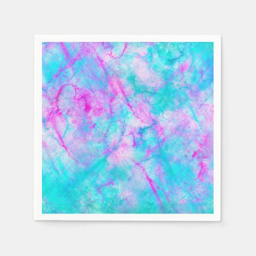 Cotton Candy Pink  Blue Watercolor Wash Stain Napkins