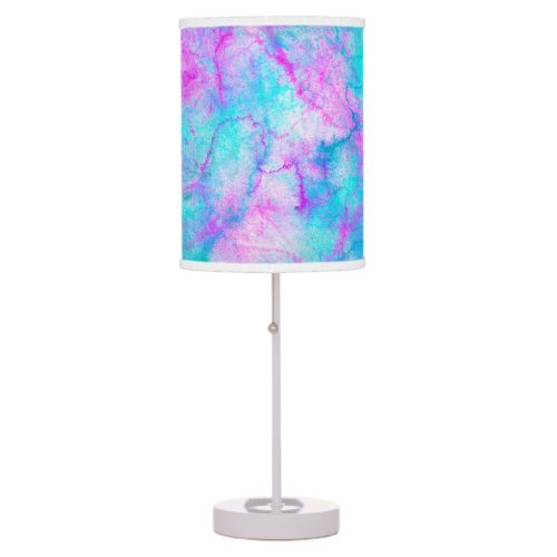 Cotton Candy Pink  Blue Watercolor Wash Stain Table Lamp