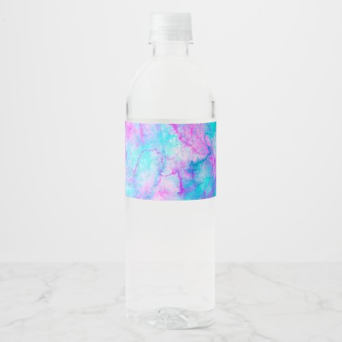 Cotton Candy Pink  Blue Watercolor Wash Stain Water Bottle Label