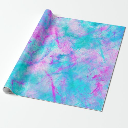 Cotton Candy Pink  Blue Watercolor Wash Stain Wrapping Paper