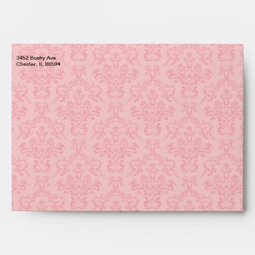 Cotton Candy Pink Damask Wedding Envelope