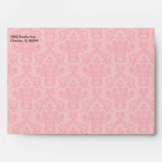 Cotton Candy Pink Damask Wedding Envelope