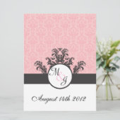 Cotton Candy Pink Damask Wedding Invitation (Standing Front)