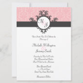 Cotton Candy Pink Damask Wedding Invitation (Back)