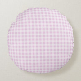 Cotton Candy Pink Gingham Round Pillow