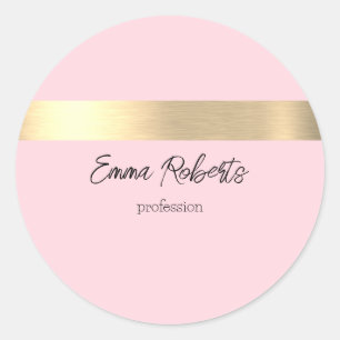 Cotton Candy Pink Gold Foil Rustic Faux Classic Round Sticker