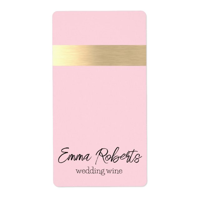 Cotton Candy Pink Gold Foil Rustic Faux  Label (Front)